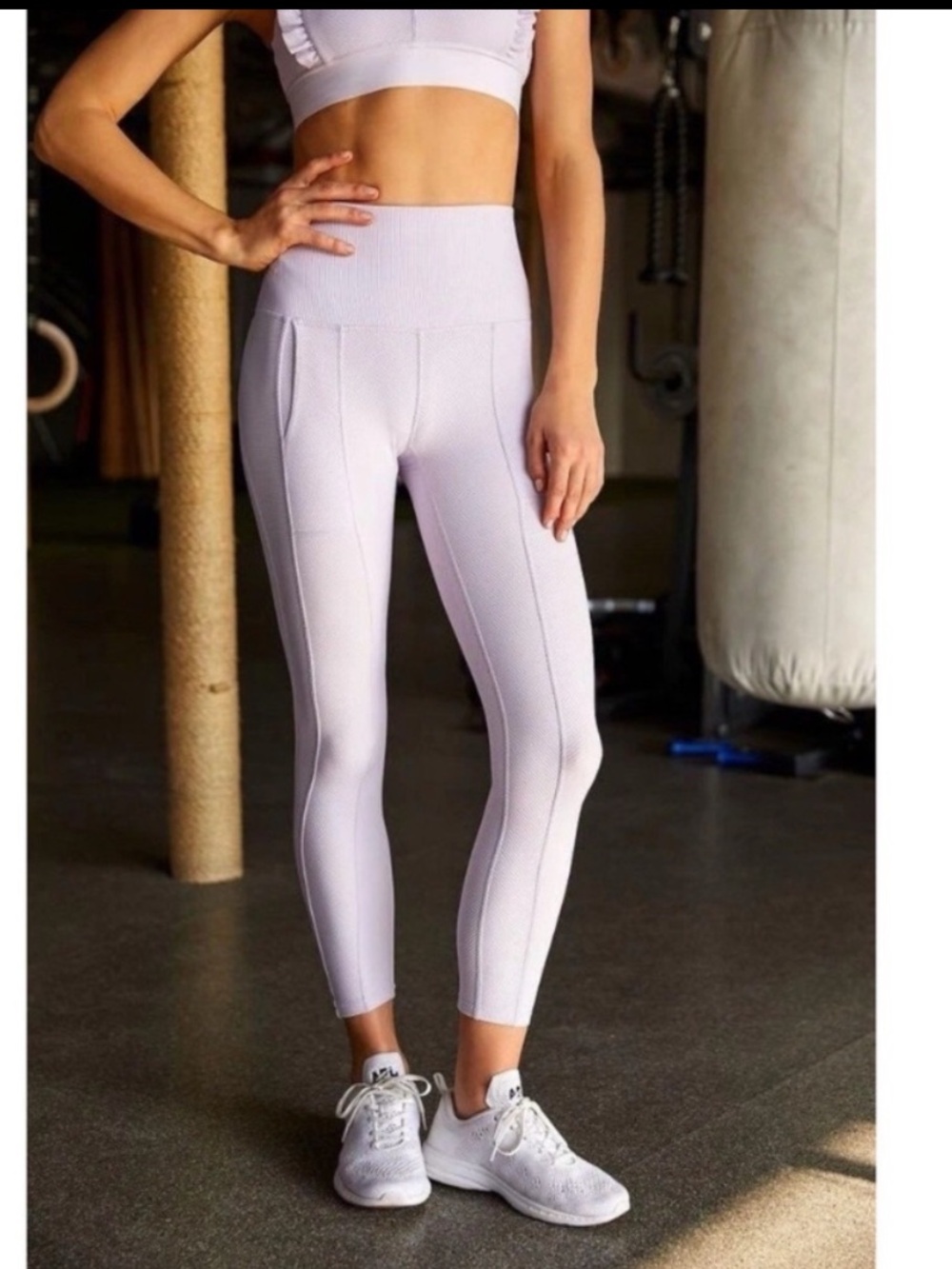 Free People Movement Womens Leggings Purple Ribbed Pull On Stretch Yoga Sz XS